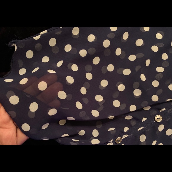 Blue & white polka dot A’gaci blouse - Picture 2 of 3